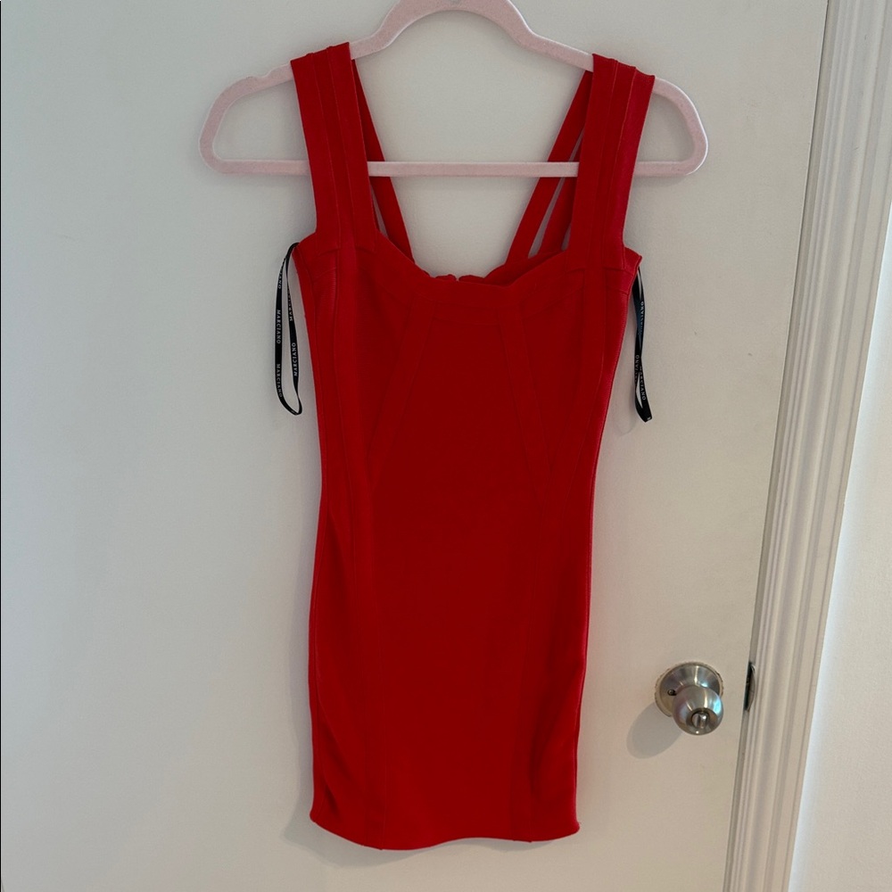 Marciano Vibrant Red Double Strap Bandage Dress